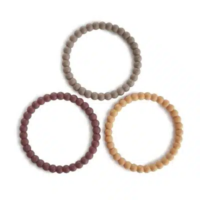 Mushie - Silicone Bracelet - Berry/Marigold/Khaki