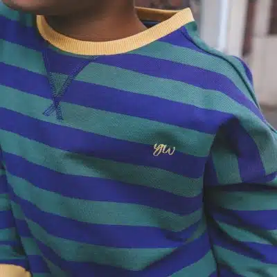 Your Wishes -Stripe French Knit - Sweater - Bottle Green