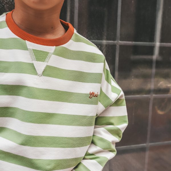 Your Wishes - Stripe French Knit - Sweater - Tarragon