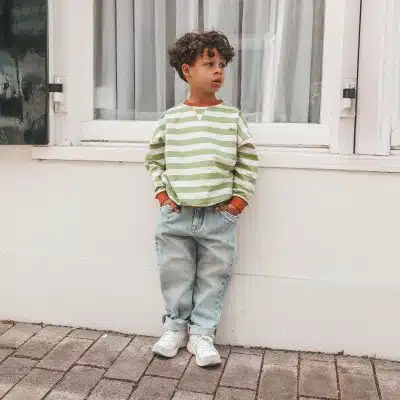 Your Wishes - Stripe French Knit - Sweater - Tarragon