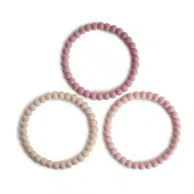 Mushie - Silicone Bracelet - Linen/Peony/Pale Pink