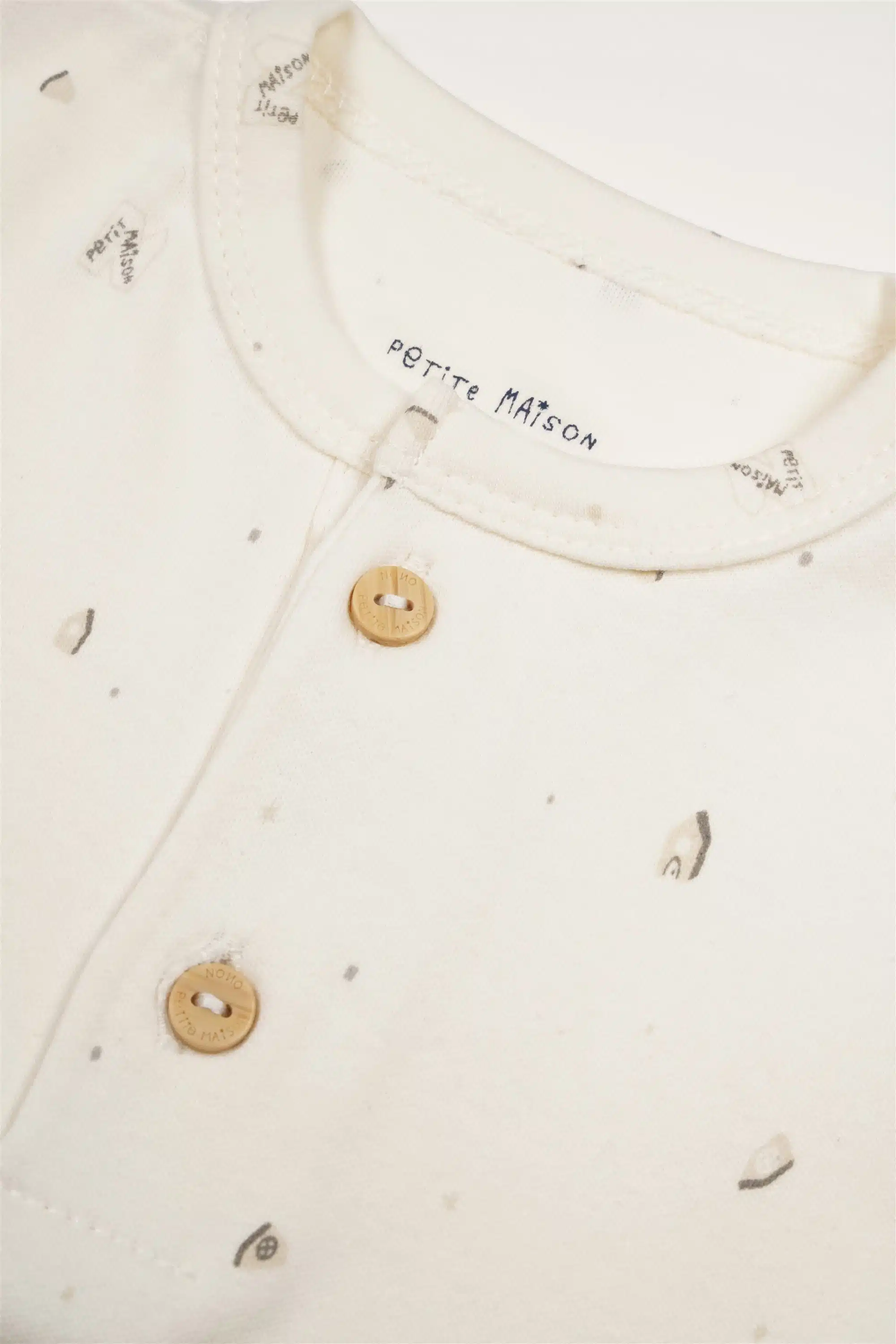 Petit Maison - Tshirt Longsleeve with Placket - Ko - AOP Grey