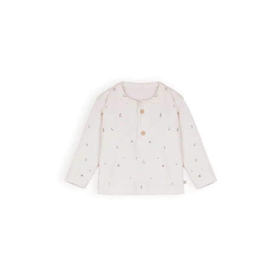 Petit Maison - Tshirt Longsleeve with Placket - Ko - AOP Grey