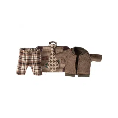 Maileg - Jacket, pants and tie in suitcase - Grandpa