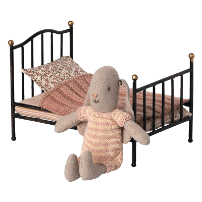 Maileg - Vintage bed, Mouse - Anthracite