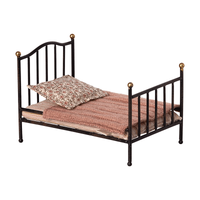 Maileg - Vintage bed, Mouse - Anthracite