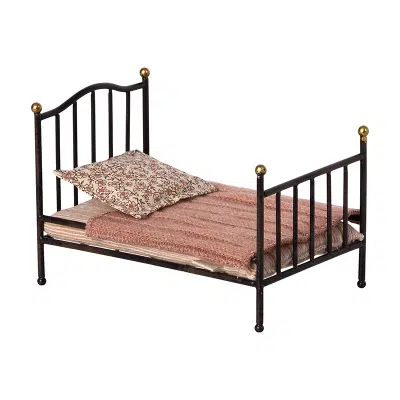 Maileg - Vintage bed, Mouse - Anthracite
