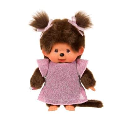 Monchhichi - Meisje in roze glitterjurk