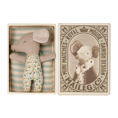 Sleepy/Wakey Baby Mouse in Matchbox - Blue