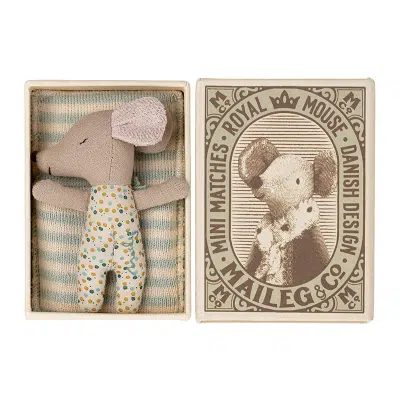 Sleepy/Wakey Baby Mouse in Matchbox - Blue