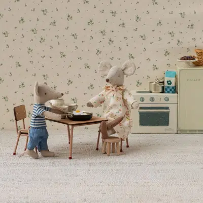 Maileg - Table and chair set - Mouse - Dark powder