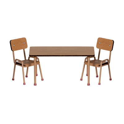 Maileg - Table and chair set - Mouse - Dark powder