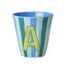 Rice - Middelgroot Alfabetbeker - Blauw - A - Stripes
