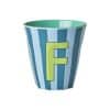 Rice - Middelgroot Alfabetbeker - Blauw - F - Stripes
