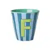 Rice - Middelgroot Alfabetbeker - Blauw - F - Stripes