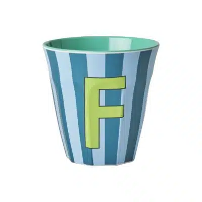 Rice - Middelgroot Alfabetbeker - Blauw - F - Stripes