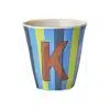 Rice - Middelgroot Alfabetbeker - Blauw - K - Stripes
