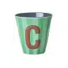Rice - Middelgroot Alfabetbeker - Groen - C - Stripes