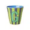 Rice - Middelgroot Alfabetbeker - Groen - G - Stripes
