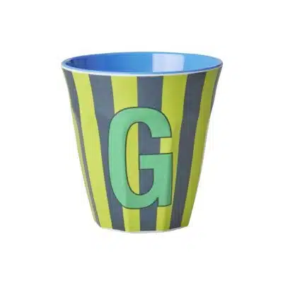 Rice - Middelgroot Alfabetbeker - Groen - G - Stripes