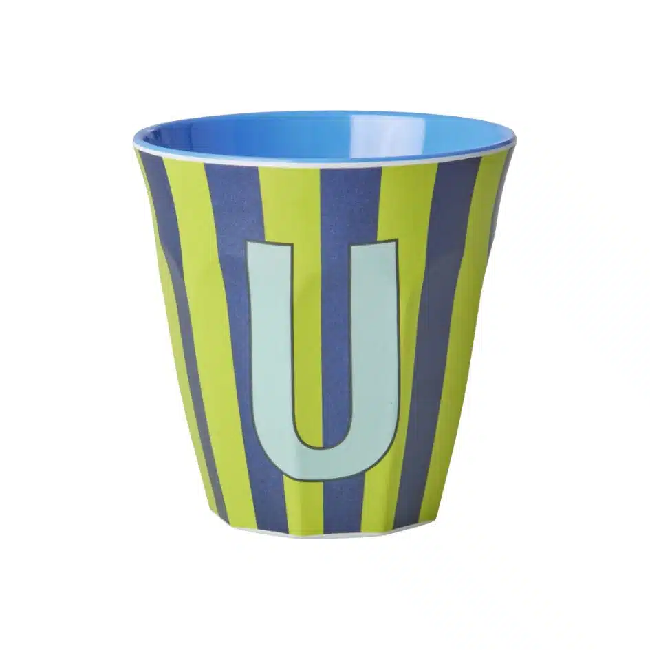 Rice - Middelgroot Alfabetbeker - Groen - U - Stripes
