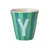 Rice - Middelgroot Alfabetbeker - Groen - Y - Stripes