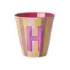 Rice - Middelgroot Alfabetbeker - Meerkleurig - H - Stripes