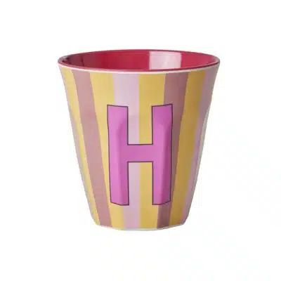 Rice - Middelgroot Alfabetbeker - Meerkleurig - H - Stripes