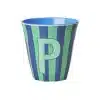 Rice - Middelgroot Alfabetbeker - Meerkleurig - P - Stripes