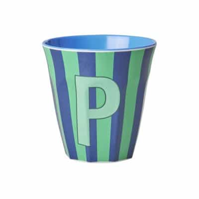 Rice - Middelgroot Alfabetbeker - Meerkleurig - P - Stripes