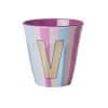 Rice - Middelgroot Alfabetbeker - Meerkleurig - V - Stripes