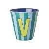 Rice - Middelgroot Alfabetbeker - Meerkleurig - V - Stripes