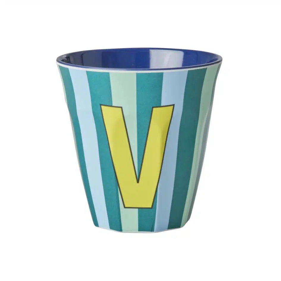 Rice - Middelgroot Alfabetbeker - Meerkleurig - V - Stripes