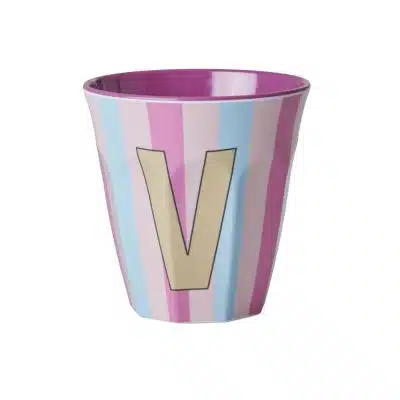 Rice - Middelgroot Alfabetbeker - Meerkleurig - V - Stripes