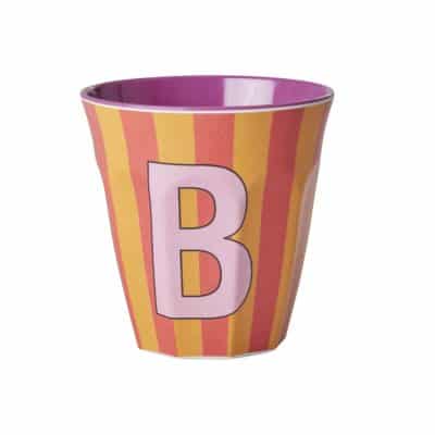 Rice - Middelgroot Alfabetbeker - Oranje - B - Stripes