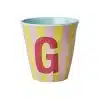 Rice - Middelgroot Alfabetbeker - Roze - G - Stripes