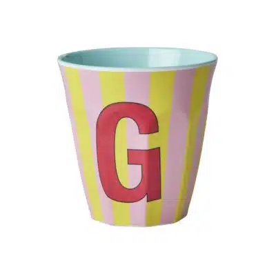 Rice - Middelgroot Alfabetbeker - Roze - G - Stripes