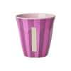 Rice - Middelgroot Alfabetbeker - Roze - I - Stripes