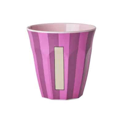 Rice - Middelgroot Alfabetbeker - Roze - I - Stripes