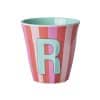 Rice - Middelgroot Alfabetbeker - Roze - R - Stripes