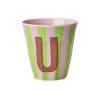 Rice - Middelgroot Alfabetbeker - Roze - U - Stripes