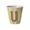 Rice - Middelgroot Alfabetbeker - Roze - U - Stripes