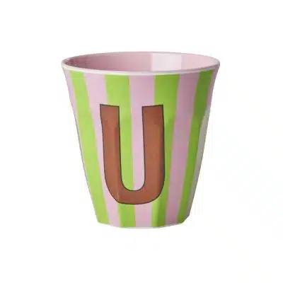 Rice - Middelgroot Alfabetbeker - Roze - U - Stripes