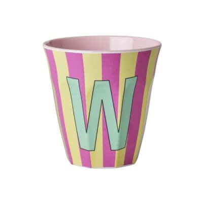 Rice - Middelgroot Alfabetbeker - Roze - X - Stripes
