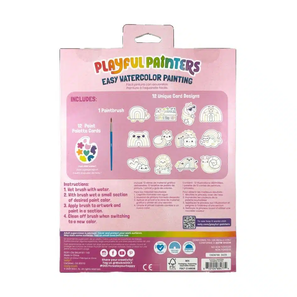 Ooly - Playful Painters - Easy Watercolor Painting Kit - Rainbow Cuties