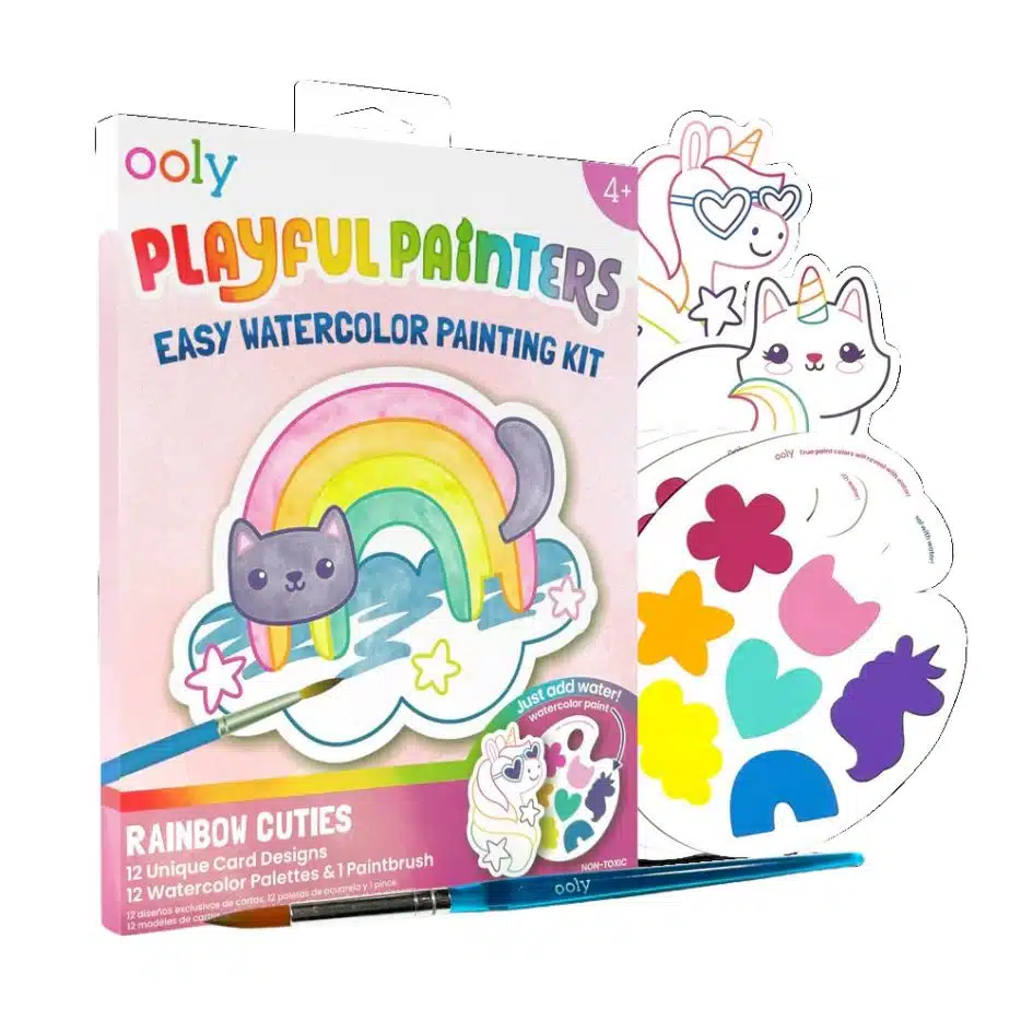 Ooly - Playful Painters - Easy Watercolor Painting Kit - Rainbow Cuties