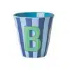 Rice - Middelgroot Alfabetbeker - Blauw - B - Stripes