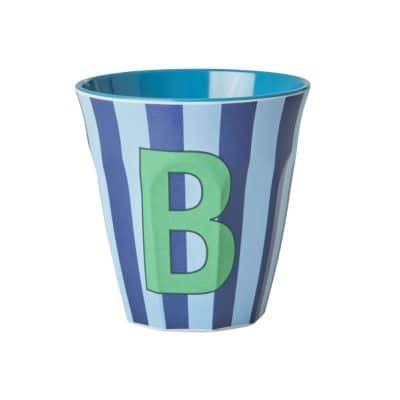 Rice - Middelgroot Alfabetbeker - Blauw - B - Stripes