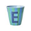 Rice - Middelgroot Alfabetbeker - Blauw - E - Stripes
