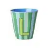 Rice - Middelgroot Alfabetbeker - Groen - L - Stripes